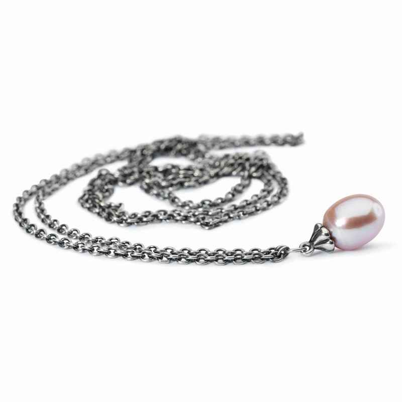 COLLANA D'ARGENTO CON PERLA ROSA DONNA TROLLBEADS 