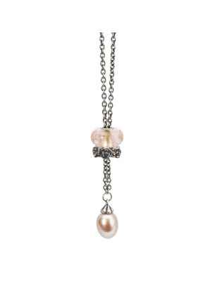 COLLANA D'ARGENTO CON PERLA ROSA DONNA TROLLBEADS 