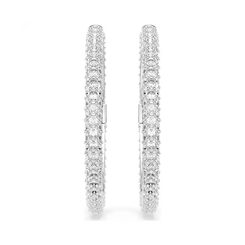Orecchini a cerchio Dextera, Bianchi, Placcato Rodio Donna Swarovski Orecchini a cerchio Dextera, Bianchi, Placcato Rodio Donna Swarovski