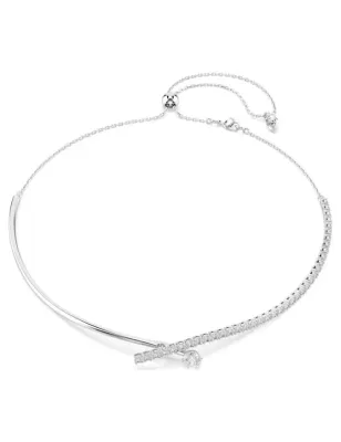 Collana Matrix, Taglio Round, Bianca, Placcato Rodio Donna Swarovski