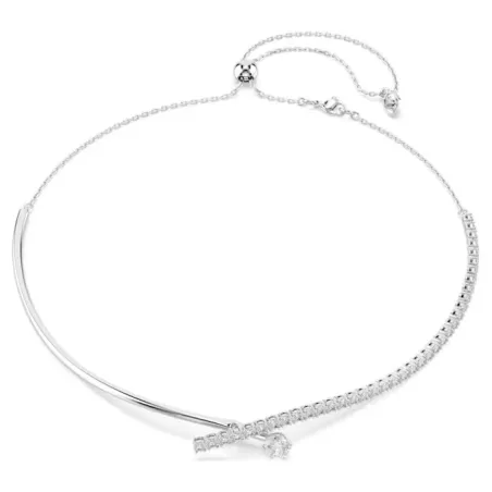 Collana Matrix, Taglio Round, Bianca, Placcato Rodio Donna Swarovski