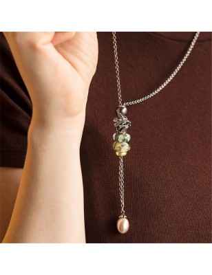 COLLANA D'ARGENTO CON PERLA ROSA DONNA TROLLBEADS  TAGFA-00051 Trollbeads