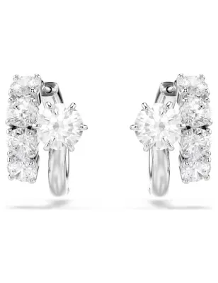 Orecchini a Cerchio Matrix, Bianchi, Placcato Rodio Donna Swarovski - category_name - XDMG De Marchi Gianotti