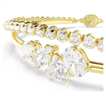 Bracciale Doppio Mesmera, Bianco, Finitura Oro 18K Donna Swarovski