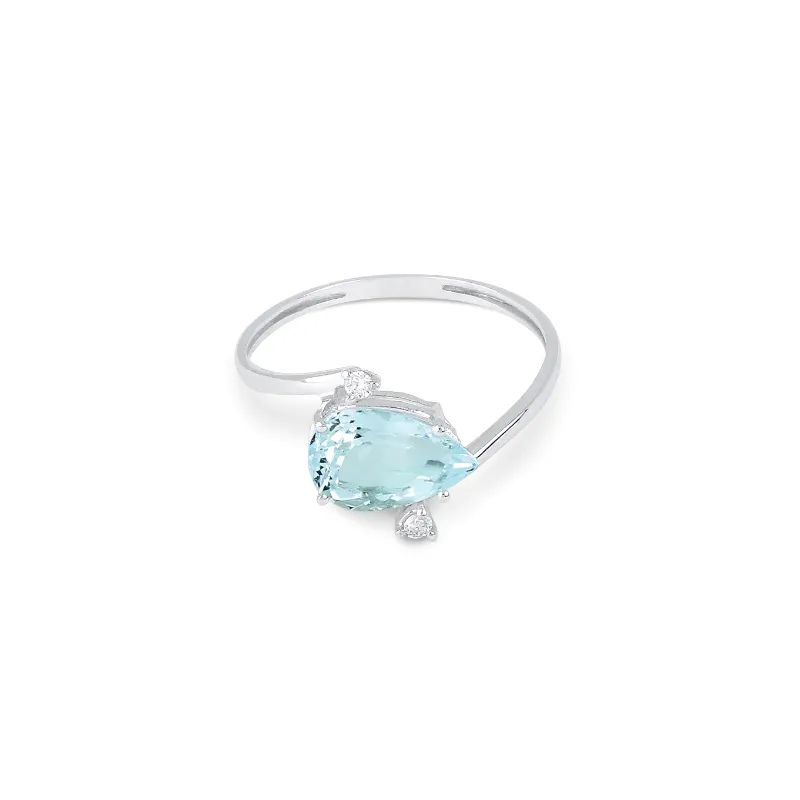 Anello Acquamarina Diamanti Oro bianco Donna Demetra Anello Acquamarina Diamanti Oro bianco Donna Demetra