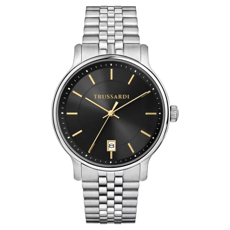 Orologio T-Inedito Nero e Oro Acciaio R2453174004 Uomo Trussardi