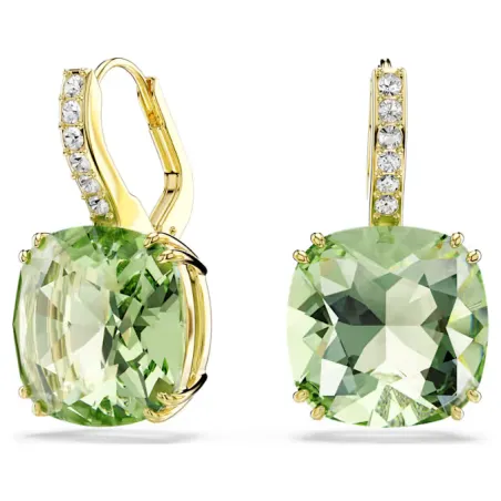 Orecchini Pendenti Millenia,Verdi, Finitura Oro 18K Donna Swarovski