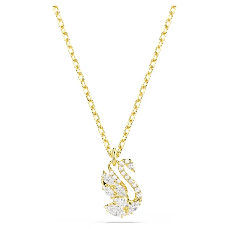 Collana Pendente Swan, Cigno, Finitura Oro 18K Donna Swarovski