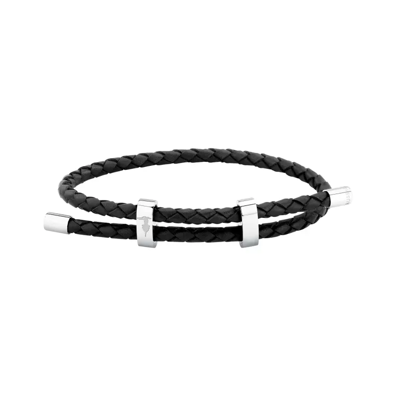 Bracciale T-Leather Doppio Giro Nero Silver TJAXZ18 Uomo Trussardi Bracciale T-Leather Doppio Giro Nero Silver TJAXZ18 Uomo Trussardi