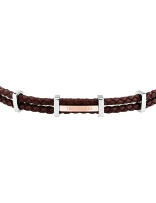 Bracciale T-Leather Doppio Filo Marrone TJAXZ12 Uomo Trussardi