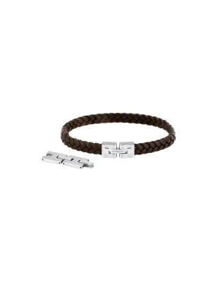 Bracciale T-Leather Treccia Marrone Silver TJAXZ01 Uomo Trussardi - category_name - XDMG De Marchi Gianotti