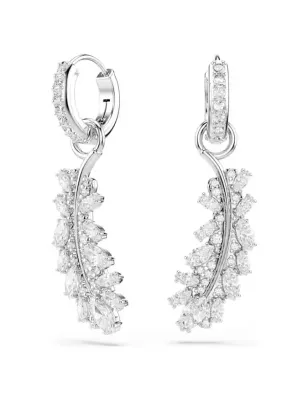 Orecchini Vienna, Piuma, Bianchi, Placcato Rodio Donna Swarovski