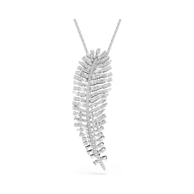 Collana e Spilla Vienna, Piuma, Bianca Donna Swarovski