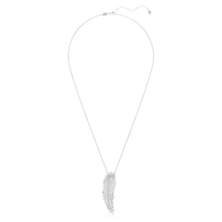 Collana e Spilla Vienna, Piuma, Bianca Donna Swarovski