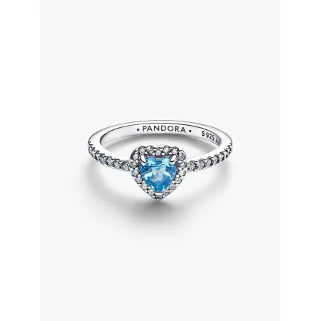 Anello Cuore in Rilievo Azzurro m.54 Donna Pandora