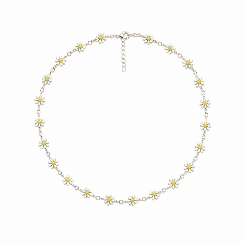 Collana in Ottone Dorato con Margherite Donna Amen Collana in Ottone Dorato con Margherite Donna Amen