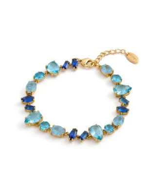 Bracciale Laguna in Acciaio Dorato con Zirconi Blu Donna Amen