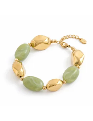 Bracciale Atollo in Acciaio Dorato con Pietre Verdi Donna Amen