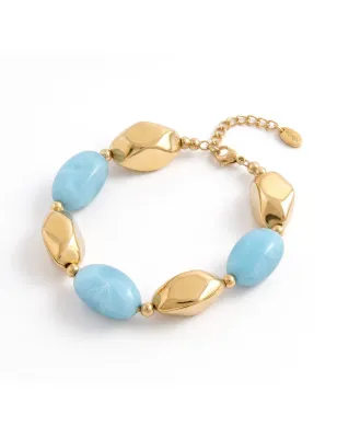 Bracciale Atollo in Acciaio Dorato con Pietre Acquamarina Amen - category_name - XDMG De Marchi Gianotti