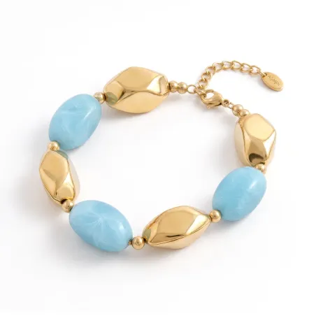 Bracciale Atollo in Acciaio Dorato con Pietre Acquamarina Amen - category_name - XDMG De Marchi Gianotti