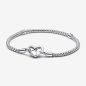 BRACCIALE MAGLIA GEOMETRICA CHIUSURA CUORE 17CM DONNA PANDORA 