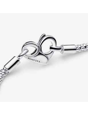 BRACCIALE MAGLIA GEOMETRICA CHIUSURA CUORE 17CM DONNA PANDORA 