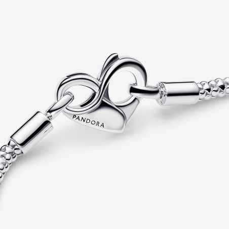 BRACCIALE MAGLIA GEOMETRICA CHIUSURA CUORE 17CM DONNA PANDORA 