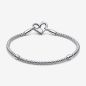 BRACCIALE MAGLIA GEOMETRICA CHIUSURA CUORE 17CM DONNA PANDORA 