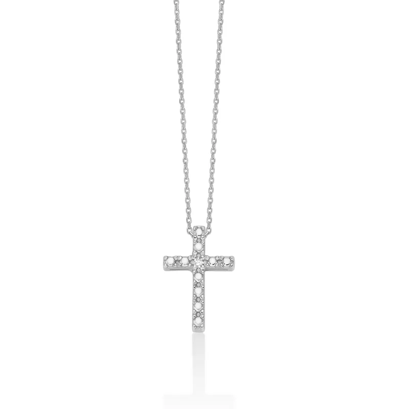 Collana Diamanti 375 Croce Oro Bianco 9x13 CLD4981X Donna Miluna Collana Diamanti 375 Croce Oro Bianco 9x13 CLD4981X Donna Miluna