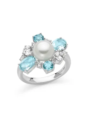 Anello Celestia Perla Topazi Azzurri Bianchi PLI1768 Donna Miluna - category_name - XDMG De Marchi Gianotti