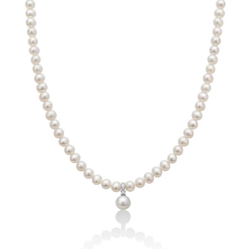 Collana Perle Oriente Pendente Diamante Oro PCL5528V Donna Miluna