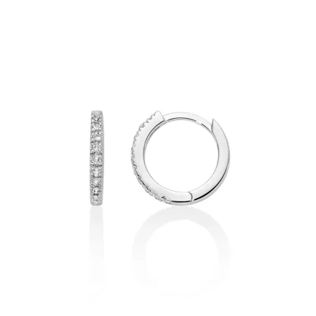 Orecchini Diamanti Cerchio Oro Bianco 10mm ERD2921 Donna Miluna