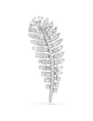 Spilla Vienna, Piuma Bianca, Taglio Misto Uomo Swarovski