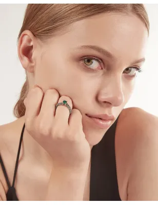 Anello Solitario Foglie con Zircone Verde mis.14 Donna Nove25 - category_name - XDMG De Marchi Gianotti