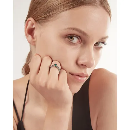Anello Solitario Foglie con Zircone Verde mis.14 Donna Nove25 - category_name - XDMG De Marchi Gianotti