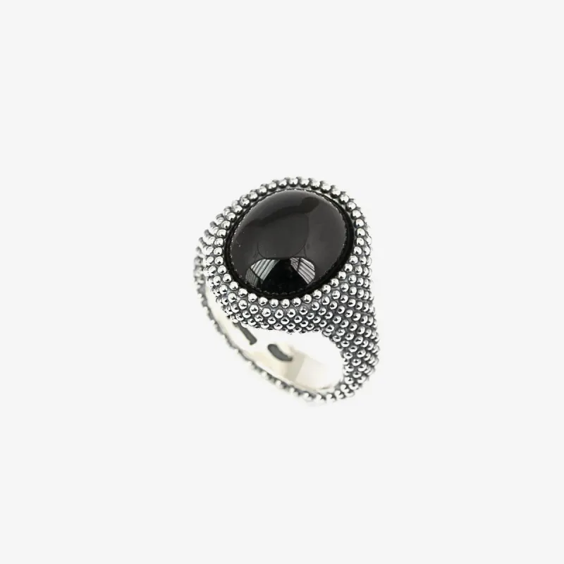 Anello Chevalier Ovale Puntinato Pietra Nera M12 Donna Nove25 Anello Chevalier Ovale Puntinato Pietra Nera M12 Donna Nove25