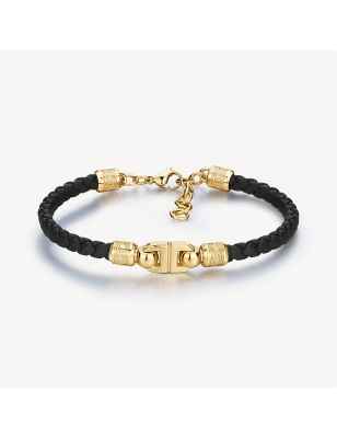 BRACCIALE KNOCKER CORDINO NERO PVD ORO UOMO BROSWAY  - category_name - XDMG De Marchi Gianotti