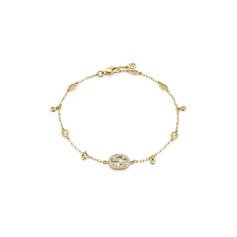 BRACCIALE ORO GIALLO DIAMANTI 0.20 CT DONNA GUCCI INTERLOCKING G BRACCIALE ORO GIALLO DIAMANTI 0.20 CT DONNA GUCCI INTERLOCKING G