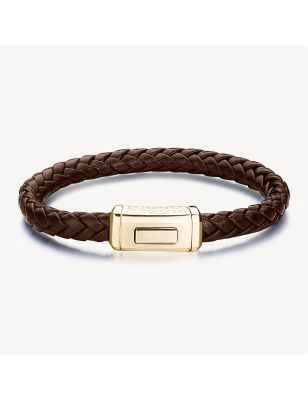 BRACCIALE PELLE MARRONE PVD ORO LOGAN UOMO BROSWAY  - category_name - XDMG De Marchi Gianotti