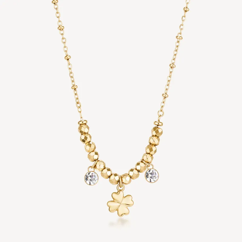 Collana dorata Chakra Portafortuna Quadrifoglio Donna Brosway