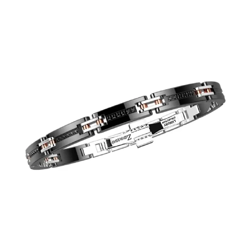 Bracciale acciaio pvd nero, rosé e spinelli neri Uomo Zancan Bracciale acciaio pvd nero, rosé e spinelli neri Uomo Zancan