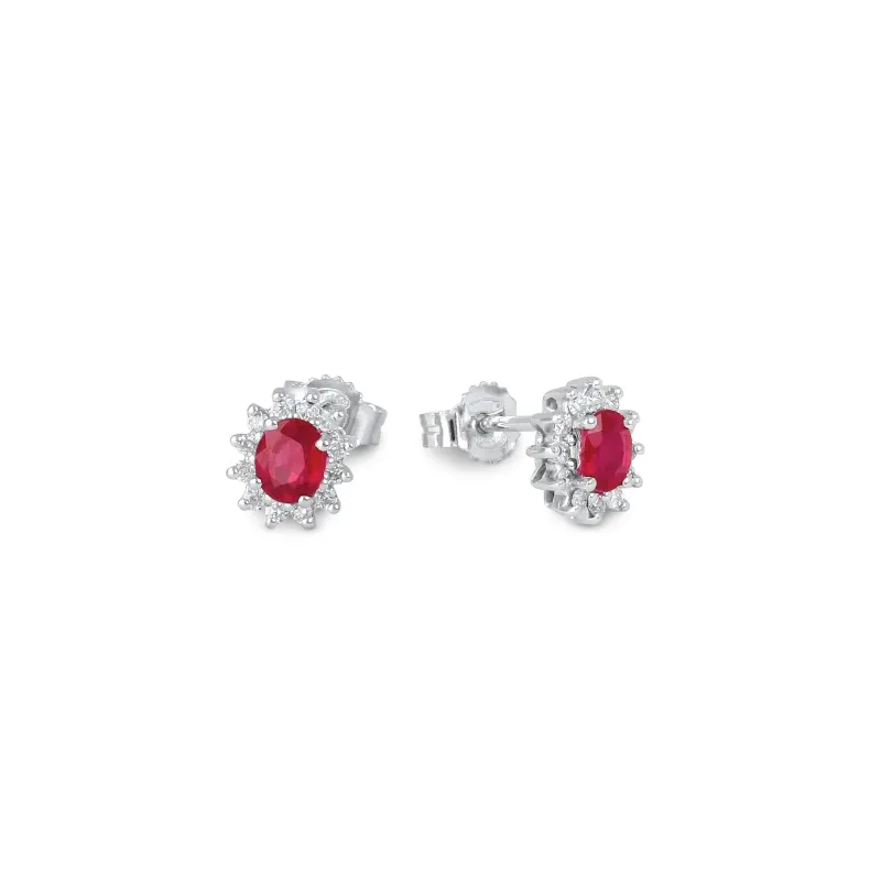 Orecchini oro bianco Rubini e Diamanti Donna Demetra Orecchini oro bianco Rubini e Diamanti Donna Demetra