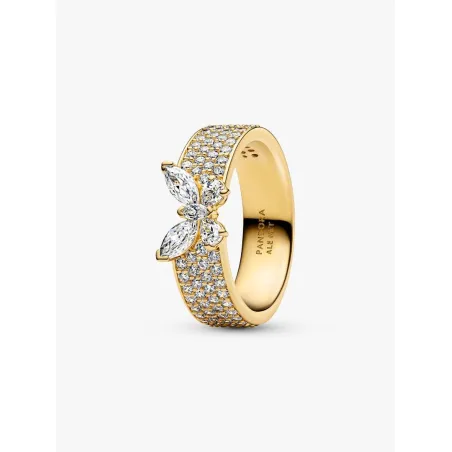 Anello dorato Fascia Pavè con Farfalla Luminosa m.50 Donna Pandora