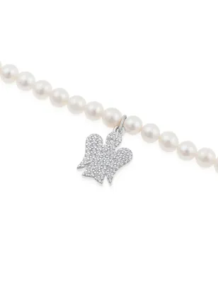 Bracciale di Perle bianche con Angelo pendente Donna Roberto Giannotti