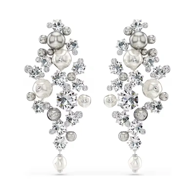 Orecchini Constella Crystal Pearl bianchi placcato rodio Donna Swarovski