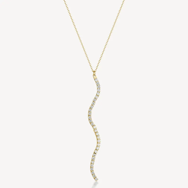 Collana in Acciaio Dorato con Pendente a S e Zirconi Donna Brosway