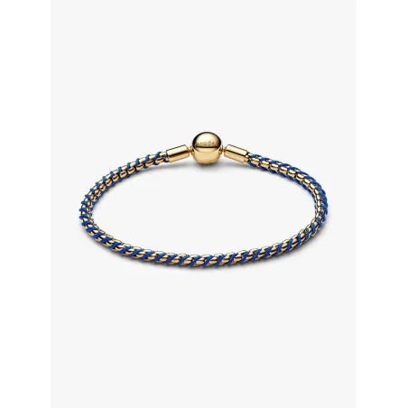 Bracciale Dorato Intreccio Tessuto Blu cm.19 Donna Pandora