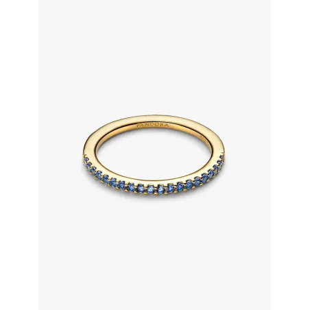 Anello Pavè Dorato Fascia Sottile Blu mis.54 Pandora