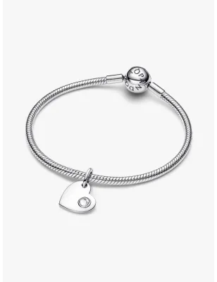 Charm Pendente Cuore con Pietra Bianca Aprile Donna Pandora