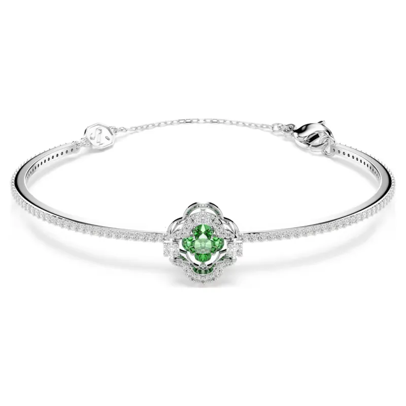 Bracciale Rigido Una Angelic, Verde, Placcato Rodio Donna Swarovski